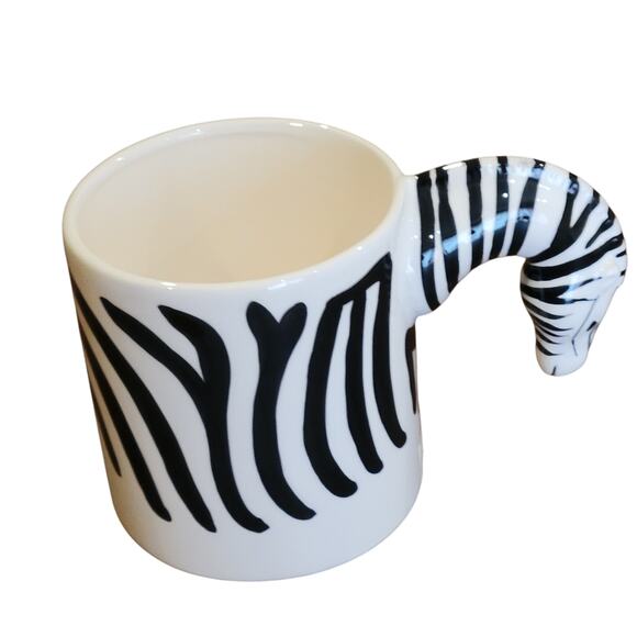 Vintage 1987 Bergschrund  Seatle Zebra Mug Cup Hand painted New, with box - Picture 1 of 9